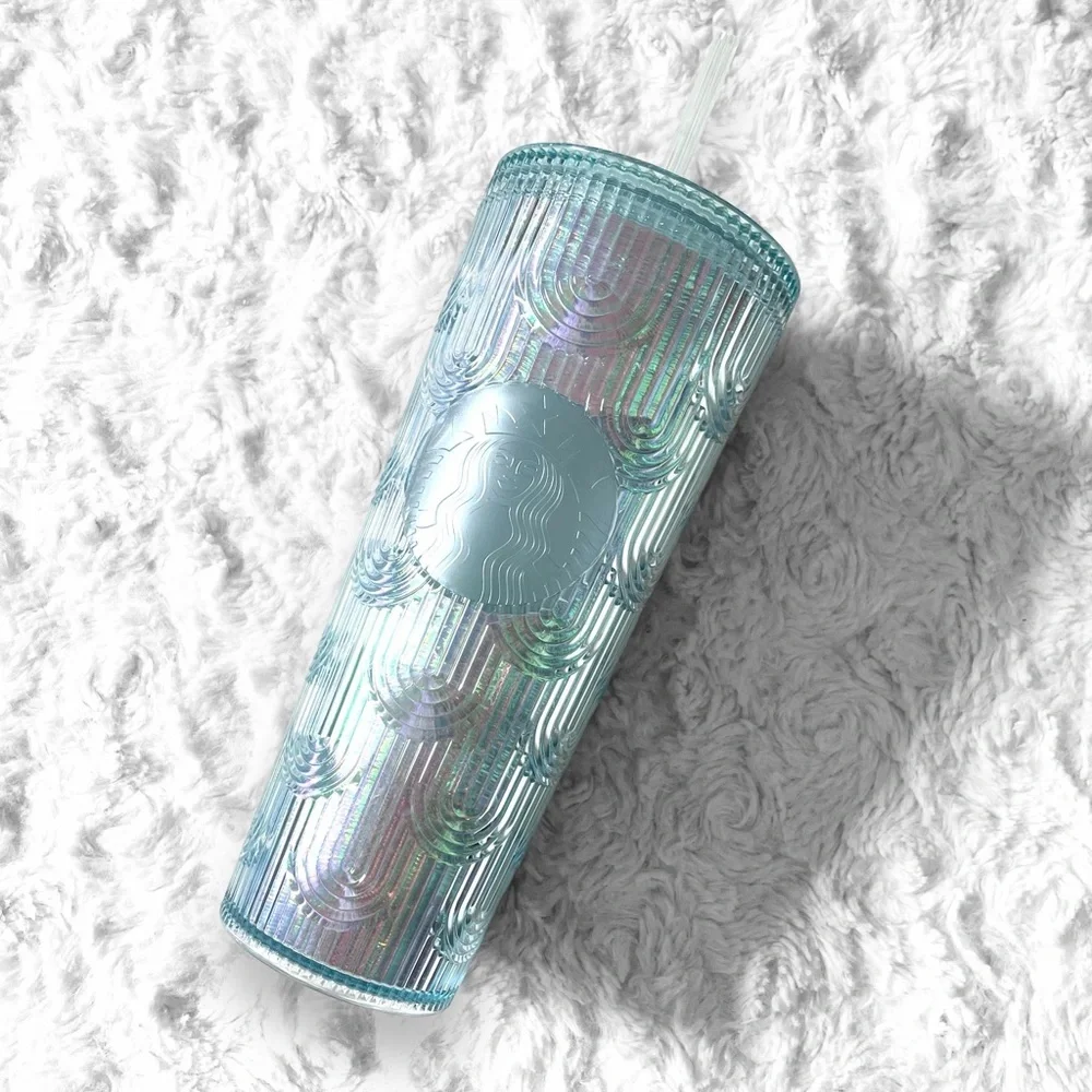 NWT STARBUCKS Rare Mermaid Scale Iridescent Cold Cup Tumbler 24oz Venti 2022 - Picture 1 of 6